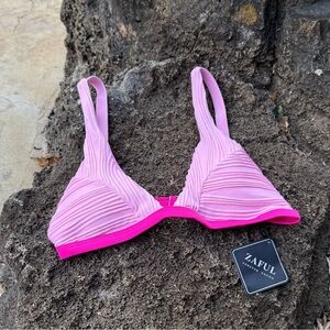 Zaful Light Pink Textured Bikini Top